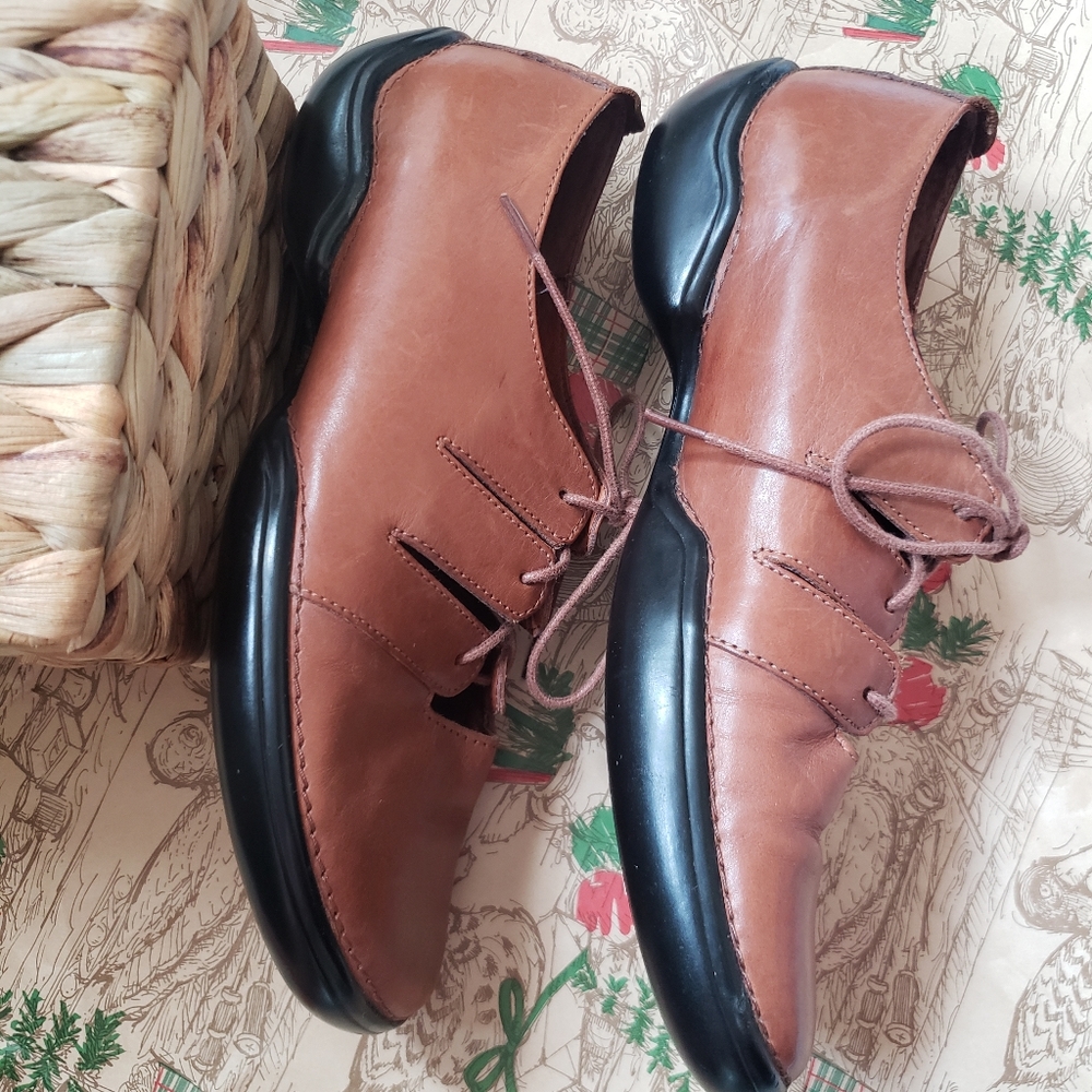 Hush Puppies Brown Leather Laced Oxford Shoes Size 7 Women's - Picture 4 of 6
